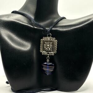 Silver & Blue Western Heart Necklace